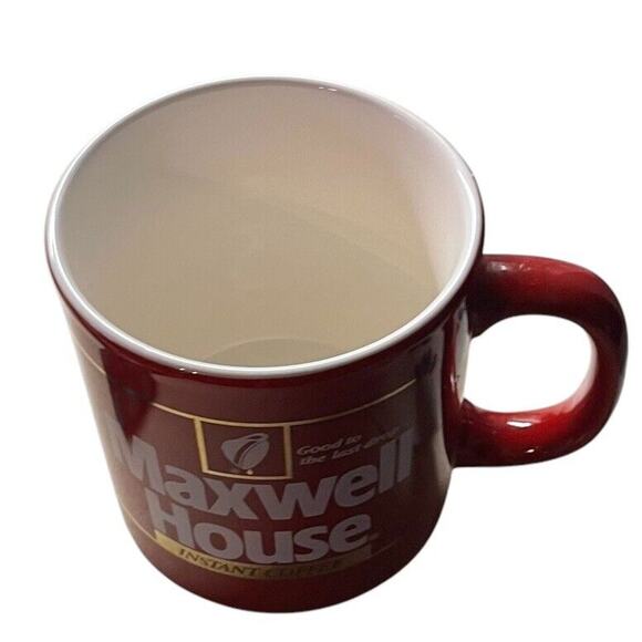 Coffee Cup Vintage Red Maxwell House  Instant Coffee- Collectors 1980s Red/Gold - Picture 7 of 8